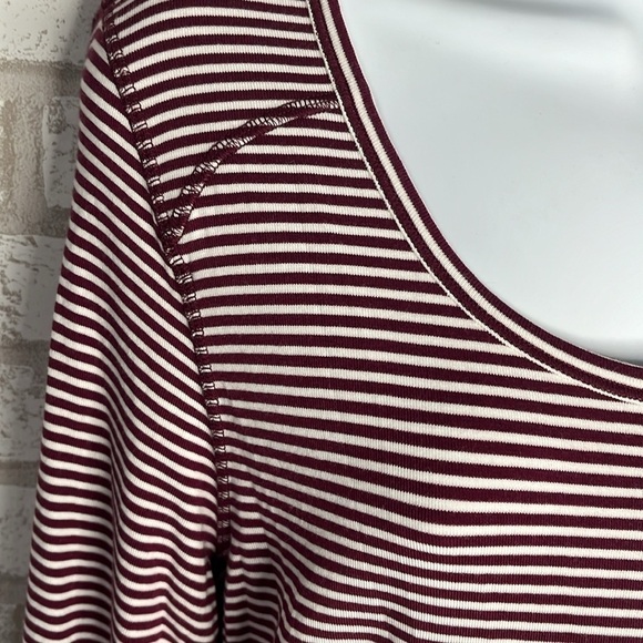 Talbots Large Burgundy Stripe Cotton Long Sleeve T-shirt - Picture 2 of 11